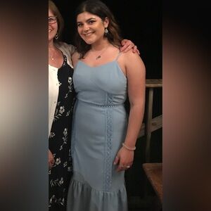 Francesca's Collections Sky Blue Lace Midi Dress